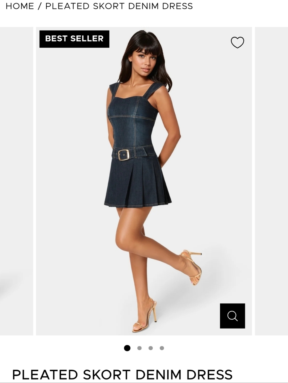 bebe Denim Pleated Skort Dress XS